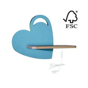 Aplică LED cu raft pentru copii HEART LED/5W/230V albastru/lemn imagine