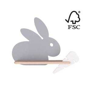 Aplică LED cu raft pentru copii RABBIT LED/4W/230V gri/alb/lemn imagine