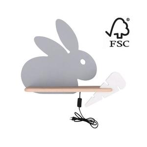 Aplică LED cu raft pentru copii RABBIT LED/4W/230V gri/alb/lemn imagine