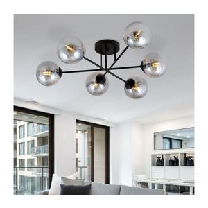 Lustră pe tijă ROMA 6xE14/10W/230V negru/fumuriu imagine