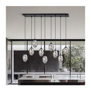 Lustră pe cablu ASTRAL 9xE14/10W/230V negru/fumuriu imagine