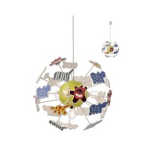 Lustră pe cablu pentru copii Redo 04-515 SAFARI 4xE14/28W/230V d. 35 cm colorat imagine