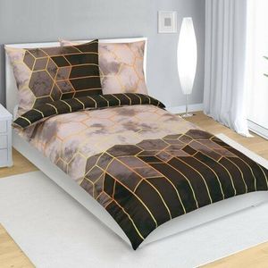 Lenjerie de pat din bumbac Bellatex Fagure maro, bej , 140 x 200, 70 x 90 cm imagine