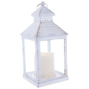 Felinar cu lumânare LED Vintage, 10 x 20 x 10 cm, alb cald, plastic imagine