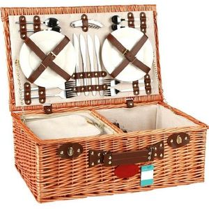 Coș de picnic pentru 4 persoane maro, 54 x 34 x 20 cm imagine