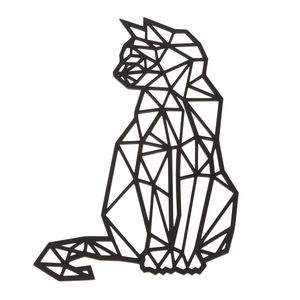 Decorațiune de perete sculptată în lemn Pisică, 24 x 36 x 1 cm imagine