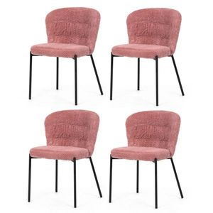 Set de scaune de sufragerie Bouclé CT-W1077 PINK2, 4 buc, roz imagine