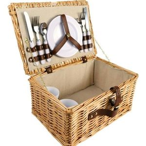 Arôme Coș de picnic pentru 4 persoane Natur, 40 x28 x 20 cm imagine