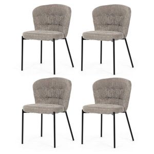 Set de scaune de sufragerie Bouclé CT-W1077 LAN2, 4 buc, bej imagine