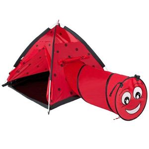 Cort pentru copii cu tunel Baby Mix Buburuză roșu, 170 x 112 x 94 cm imagine