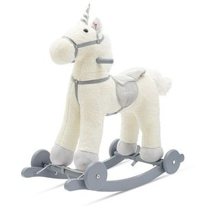 Baby Mix Jucărie balansoar cu melodie și roțiUnicorn alb, 64 x 35 x 60 cm imagine
