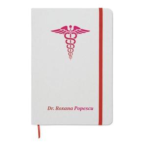 Agenda A5, Piksel, coperta tare, gravabila, alb-rosu, Medicina, Doctor, hartie reciclata 160 pagini, inchidere elastica imagine