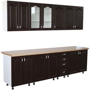 Bucatarie Zebra 260 cm din MDF Wenge cu blat termoizolant crem imagine