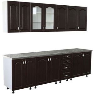 Bucatarie Zebra 260 cm din MDF Wenge cu blat termoizolant gri imagine
