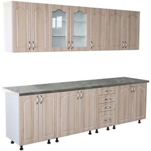 Bucatarie Zebra 260 cm din MDF Sonoma Mustata cu blat termoizolant gri imagine