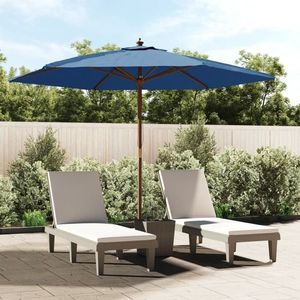 vidaXL Umbrelă de soare de grădină stâlp din lemn, albastru, 299x240cm imagine