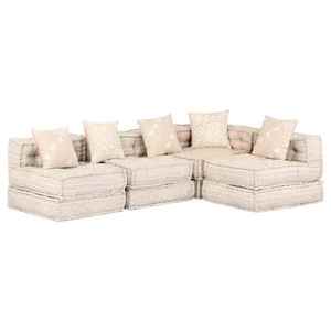 vidaXL Canapea puf modulară cu 4 locuri, bej, material textil imagine