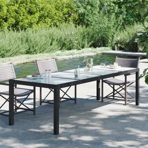 vidaXL Masă grădină negru 250x100x75 cm sticlă securizată & poliratan imagine