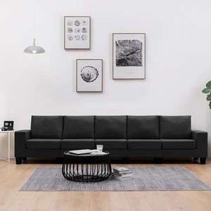 vidaXL Canapea cu 5 locuri, negru, material textil imagine