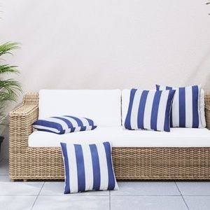 vidaXL Perne decorative, 4 buc., dungi albastru&alb, 60x60 cm, textil imagine