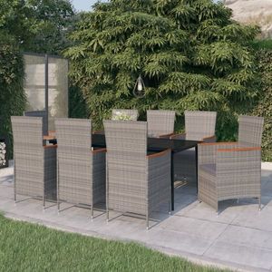 vidaXL Set de mobilier pentru grădină, cu perne, 9 piese, gri imagine