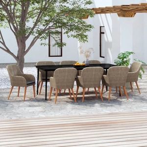 vidaXL Set mobilier de grădină cu perne, 9 piese, maro imagine
