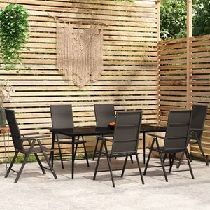 vidaXL Set de mobilier pentru grădină, 7 piese, negru imagine