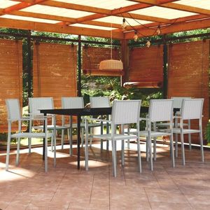 vidaXL Set mobilier pentru grădină, alb, 9 piese imagine