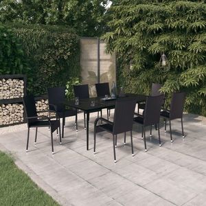 vidaXL Set mobilier de grădină, negru, 9 piese imagine