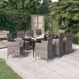 vidaXL Set de mobilier pentru grădină, cu perne, 9 piese, gri imagine