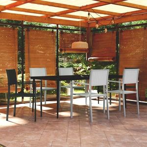 vidaXL Set mobilier pentru grădină, alb și negru, 7 piese imagine