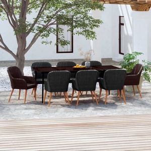 vidaXL Set mobilier de grădină cu perne, 9 piese, negru imagine