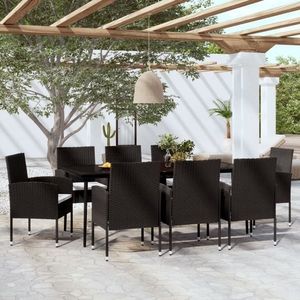 vidaXL Set de mobilier de grădină, 9 piese, negru imagine