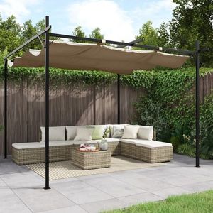 vidaXL Pergola cu acoperiș retractabil, gri taupe, 295x292x230 cm imagine