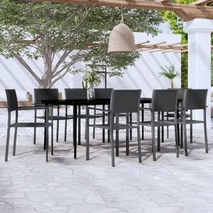 vidaXL Set mobilier de grădină, 9 piese, negru imagine