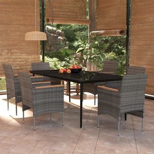 Set mobilier de grădină din ratan cu 4 scaune si masa cu blat de lemn imagine