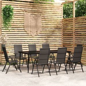 vidaXL Set mobilier de grădină, 9 piese, negru imagine
