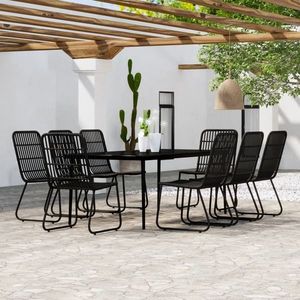 vidaXL Set de mobilier pentru grădină, 9 piese, negru imagine