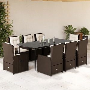 Set mobilier de exterior, 9 piese, poliratan, maro imagine
