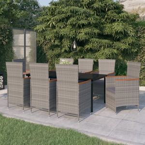 vidaXL Set mobilier pentru grădină cu perne, 9 piese, gri imagine
