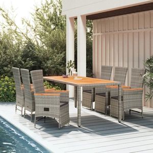 vidaXL Set mobilier de grădină cu perne, 7 piese, gri, poliratan imagine