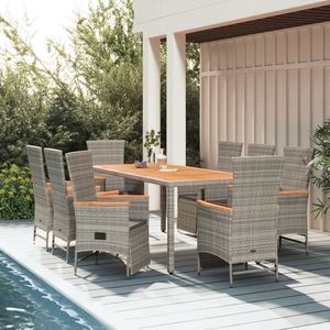 vidaXL Set mobilier grădină cu perne, 9 piese, gri, poliratan imagine