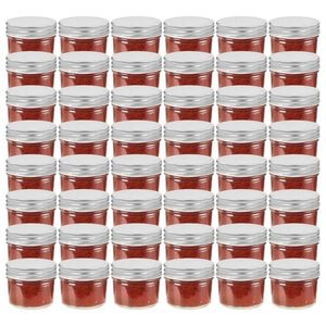 vidaXL Borcane din sticlă pentru gem, capac argintiu, 48 buc, 110 ml imagine