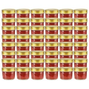 vidaXL Borcane din sticlă pentru gem, capace aurii, 48 buc, 110 ml imagine