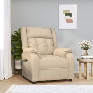 Fotoliu de masaj electric rabatabil, crem, material textil imagine