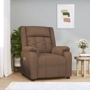 vidaXL Fotoliu de masaj electric, maro, material textil imagine