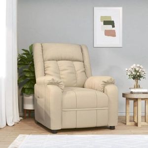vidaXL Fotoliu rabatabil, crem, material textil imagine