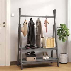 vidaXL Suport pentru haine, gri, 100x45, 5x150 cm, lemn masiv de pin imagine