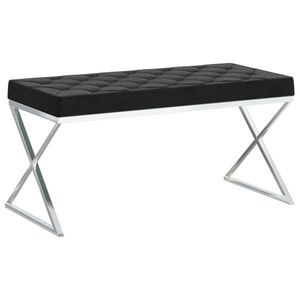 vidaXL Banchetă, 97 cm, catifea neagră și oțel inoxidabil imagine
