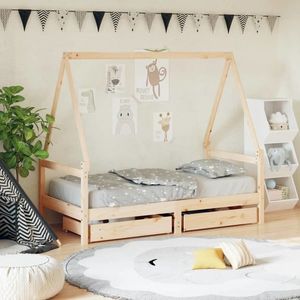 vidaXL Cadru de pat copii cu sertare, 80x160 cm, lemn masiv pin imagine